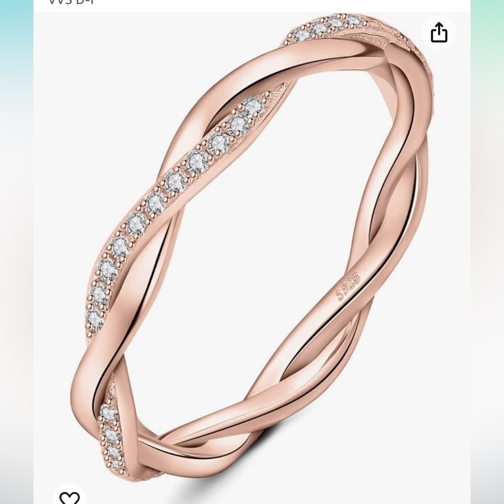 COPY - Moissanite Sterling Silver/ Rose Gold Plated Ring size 7